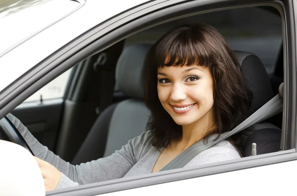 Motorista muito feminina — Fotografia de Stock