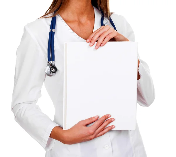 Folder in female doctor's hands. copyspace — Stock Photo, Image