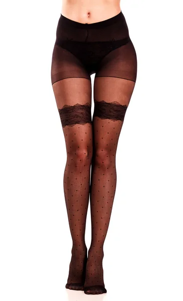 Lang vrouwelijke benen in panty — Stockfoto