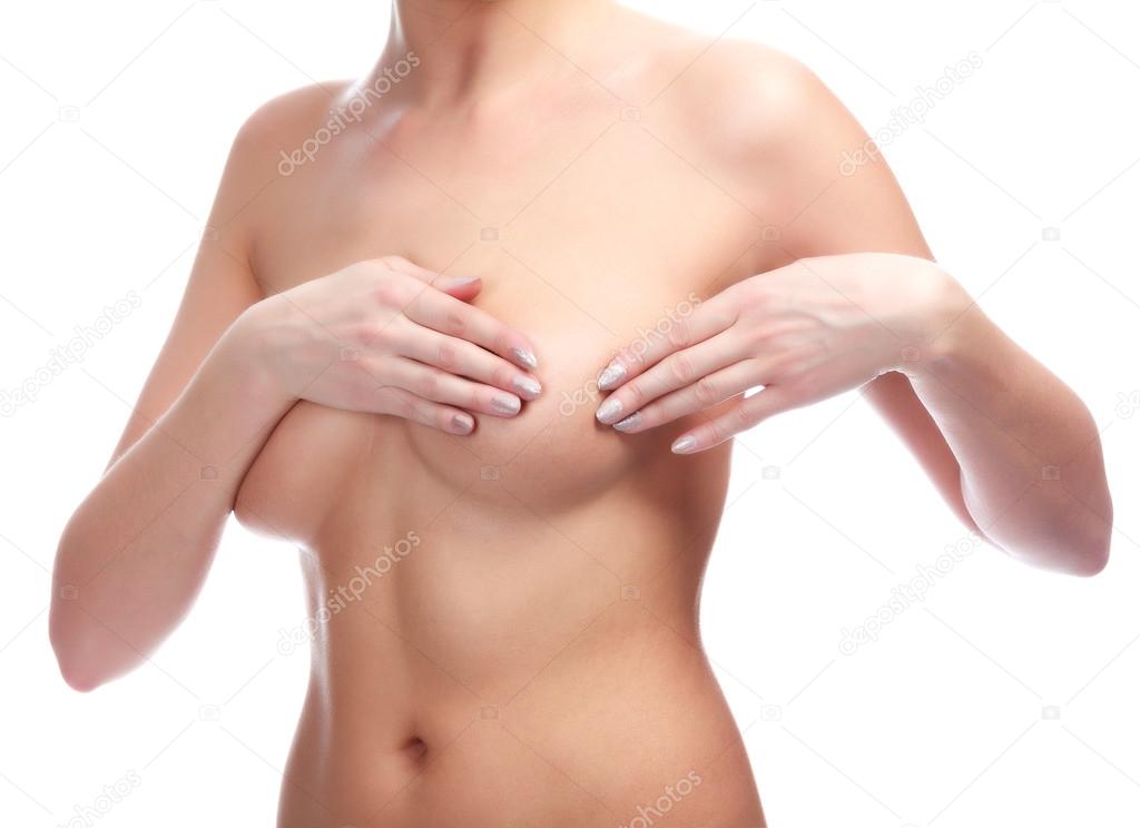 Woman controls her breasts for cancer