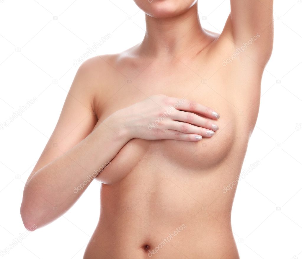 Woman controls her breasts for cancer