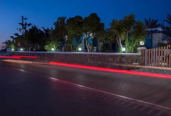 Night lights on the island of Mykonos Greece .... — Stock Photo, Image