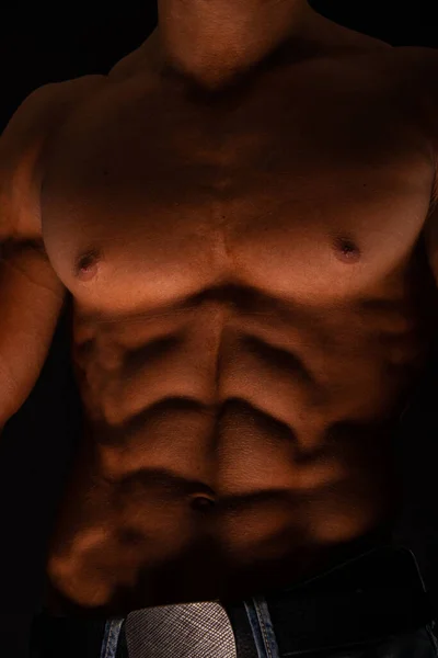 Torso Masculino Musculoso Con Paquete Seis — Foto de Stock