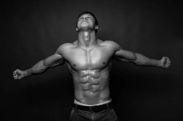 Fitness Modelo Masculino Estúdio — Fotografia de Stock