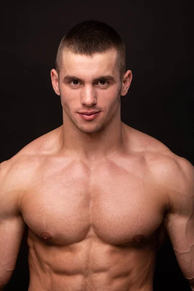 Portrait Homme Musclé Posant Studio — Photo