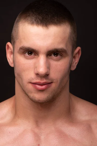 Portrait Muscular Man Posing Studio — Stock Photo, Image