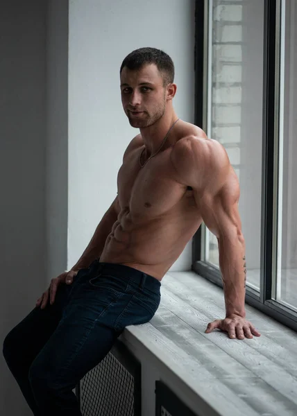 Fitness Male Model Studio — Stock Photo, Image