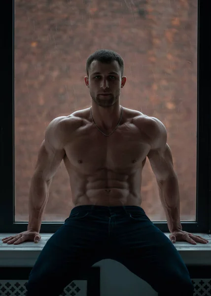 Fitness Pánský Model Studiu — Stock fotografie