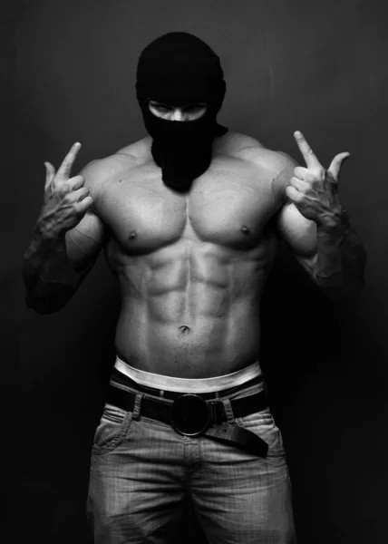 Fitness Manlig Modell Balaclava — Stockfoto