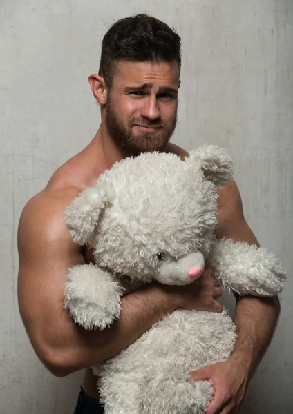 Model met teddy bear — Stockfoto