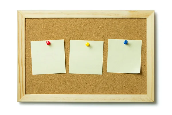 Blank post it notes on a cork notice board — Stock Photo, Image