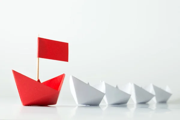 Leadership concept with paper boat — Stock Photo, Image