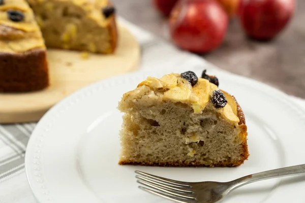 Bolo de canela de maçã com passas — Fotografia de Stock