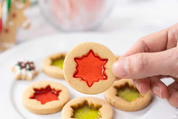 Natal manteiga vitral biscoitos — Fotografia de Stock