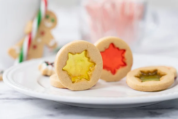Natal manteiga vitral biscoitos — Fotografia de Stock