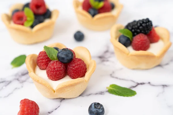 Mini meyveli peynirli tart. — Stok fotoğraf