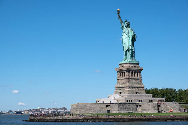 The Statue of Liberty at New York City in clear sunny day