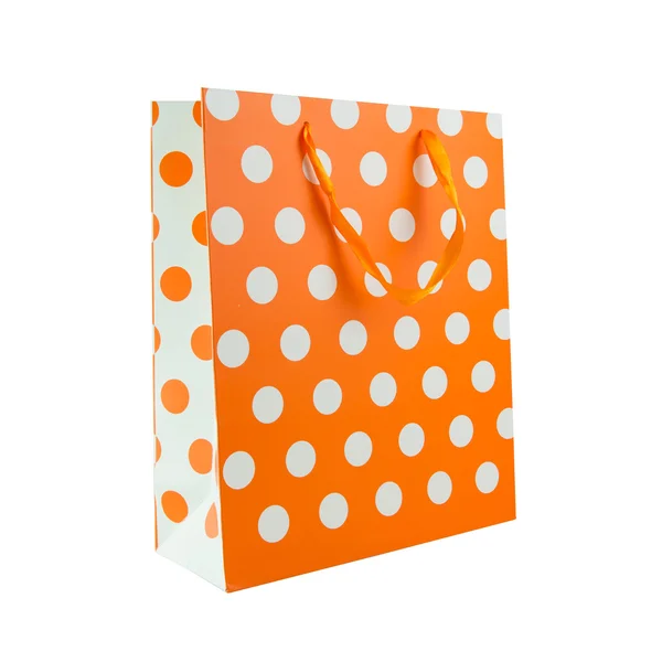 Orange polka dot gift bag — Stock Photo, Image