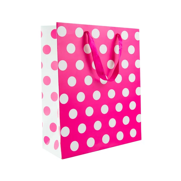 Pink polka dot gift bag — Stock Photo, Image