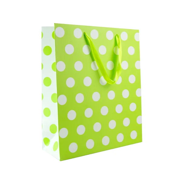 Zielone kropki prezent torba — Zdjęcie stockowe