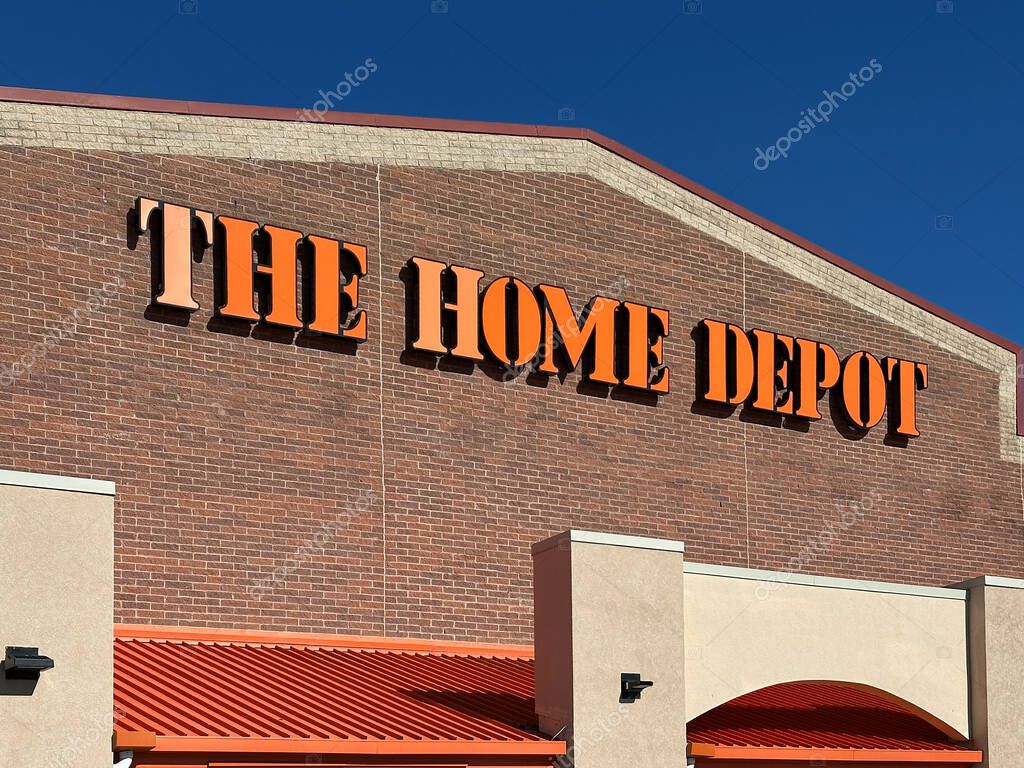 Northville, Michigan, USA - Oct 26, 2025: Exterior view of The Home Depot store logo. The Home Depot is one of the largest home improvement retailers in North America.