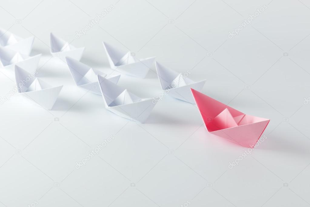 Leadership conceptual using origami boat