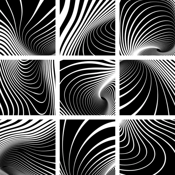 Illusion de mouvement tourbillon. Modèles de lignes définis . — Image vectorielle