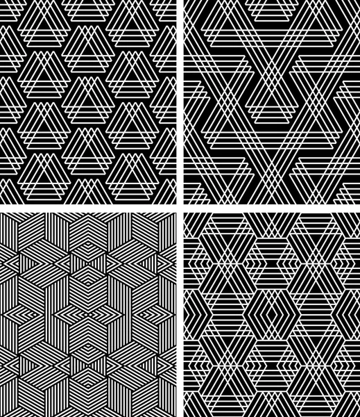 Seamless geometric patterns set. — Stock Vector