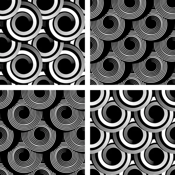 Seamless patterns with spiral elements. — Stock Vector