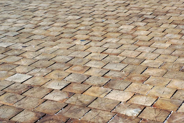 Wood blocks pavement texture. — Stock Photo, Image