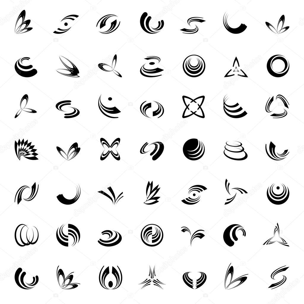 Design elements set. 49 abstract icons.