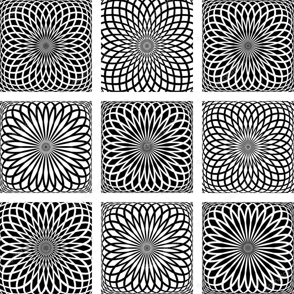 Rotation lines patterns. Design elements set. 