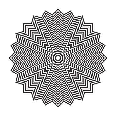 Soyut dekoratif geometrik zig zag çizgileri çember deseni. Vektör sanatı.