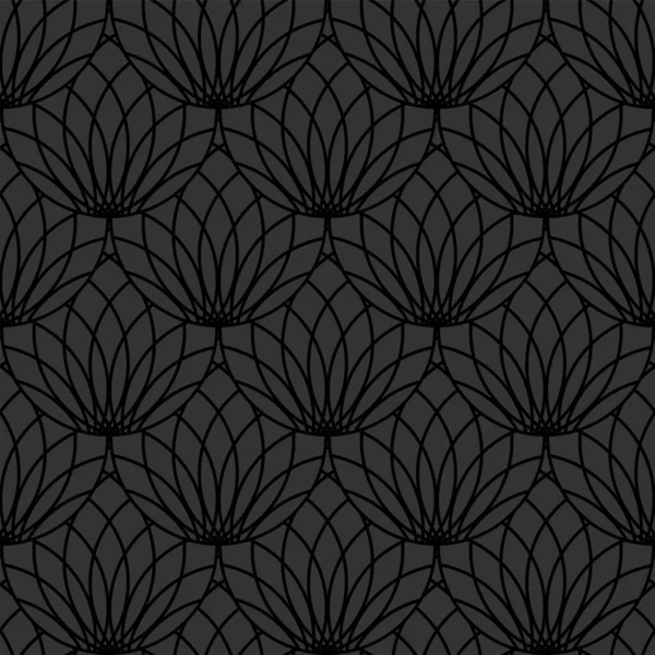 Seamless Geometric Floral Black Grey Pattern Vector Art — Stock Vector