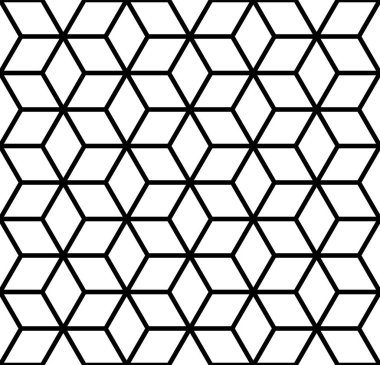 Kusursuz geometrik elmaslar ve altıgen şablonu. Üç boyutlu illüzyon. Vektör sanatı.