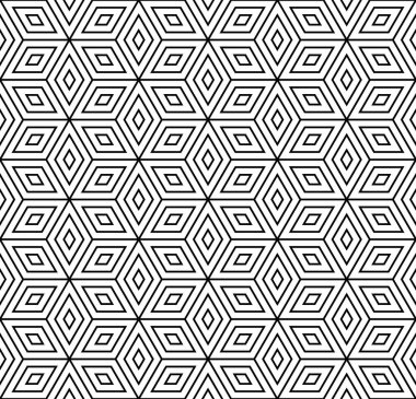 Kusursuz geometrik elmaslar ve altıgenlerin operasyon sanatı. Vektör illüstrasyonu.