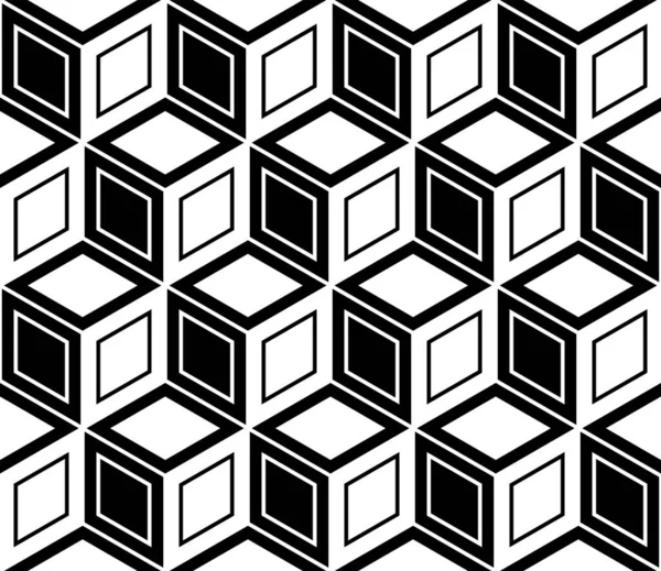 Seamless Geometric Diamonds Hexagons Art Pattern Illusion Vector Illustration — Stock Vector