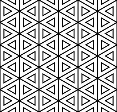 Soyut dikişsiz geometrik üçgenler ve altıgen deseni. Vektör sanatı.