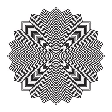 Soyut dekoratif geometrik zig zag çizgileri çember deseni. Vektör sanatı.