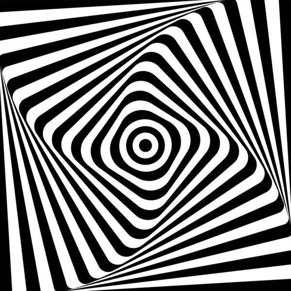 Abstract illusion of 3D whirl movement. Op art vector design.