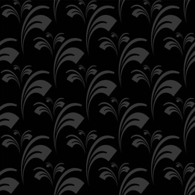 Kusursuz siyah ve gri desenli çiçek deseni. Vektör sanatı.