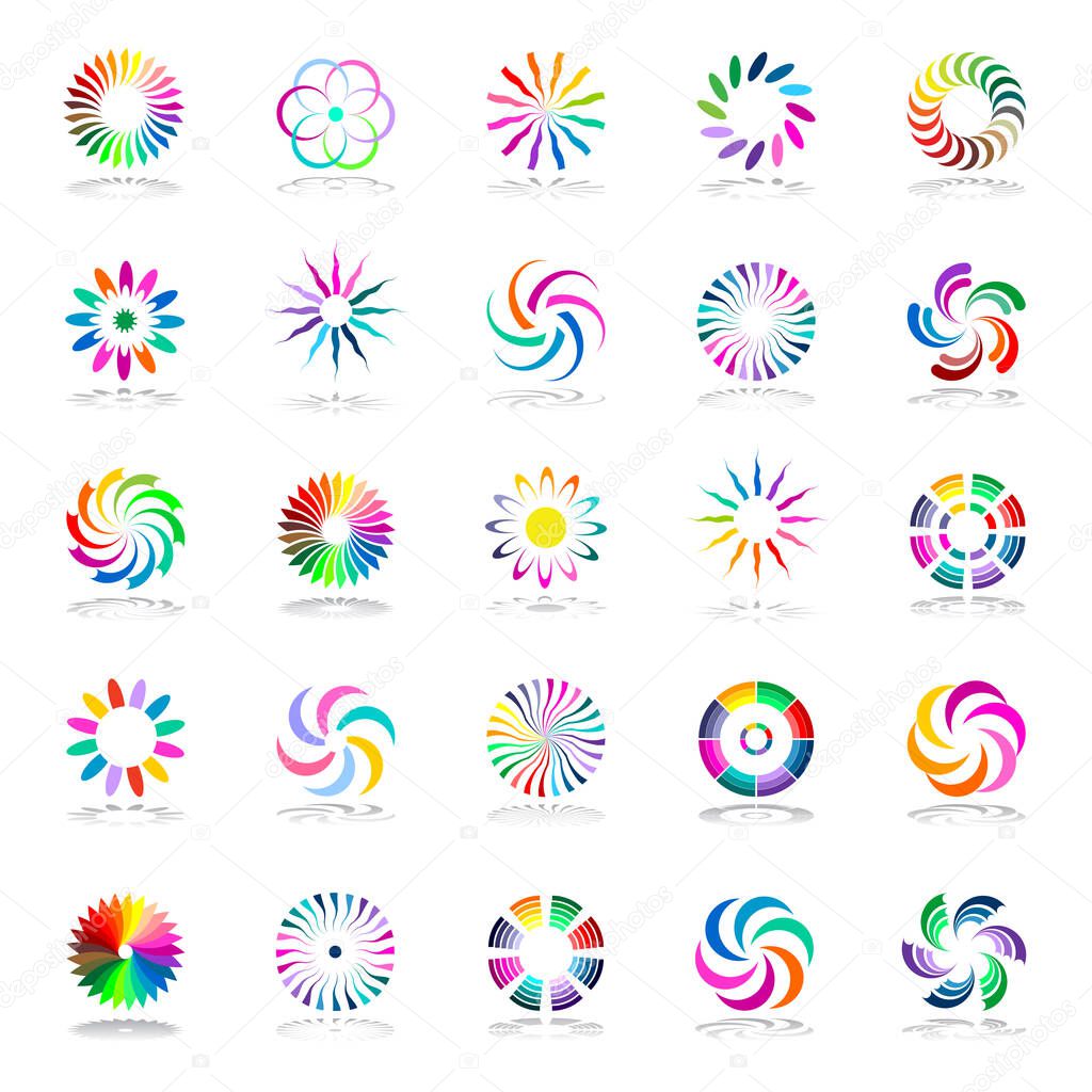 Design elements set. Abstract circle multicolor icons. Vector art.