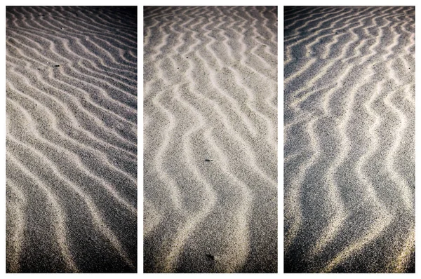 Tríptico Linhas Onduladas Padrão Areia Dunas — Fotografia de Stock