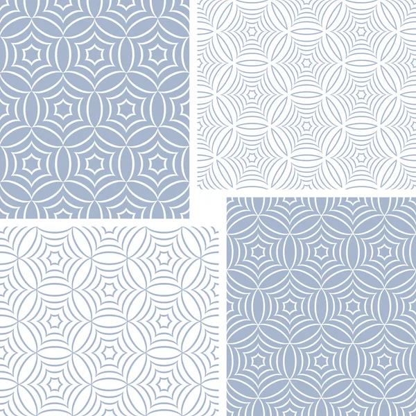 Abstract Seamless Geometric Blue Patterns Set Vector Art — Stock Vector