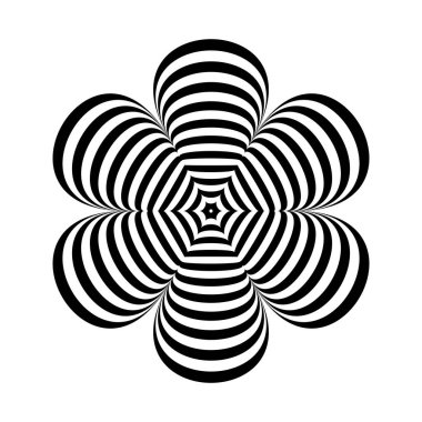 Soyut geometrik tasarım elemanı. Çizgi deseni. Üç boyutlu illüzyon. Vektör illüstrasyonu.