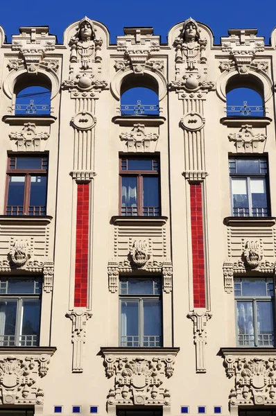 Letonya Riga Art Nouveau Stilinde Jugendstil Bir Yapı Dekorasyonu — Stok fotoğraf