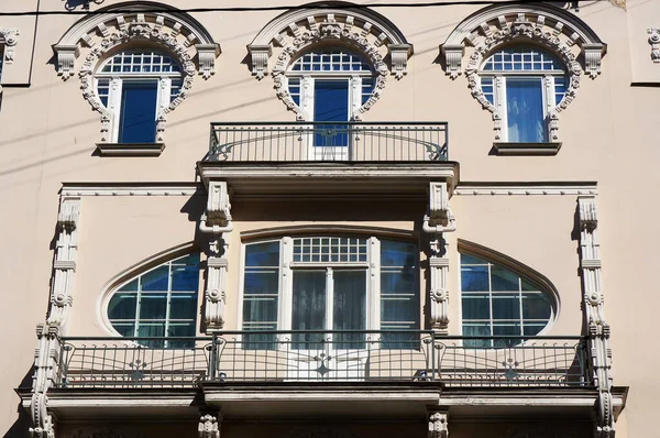 Decoración Del Edificio Estilo Art Nouveau Jugendstil Riga Letonia —  Fotos de Stock