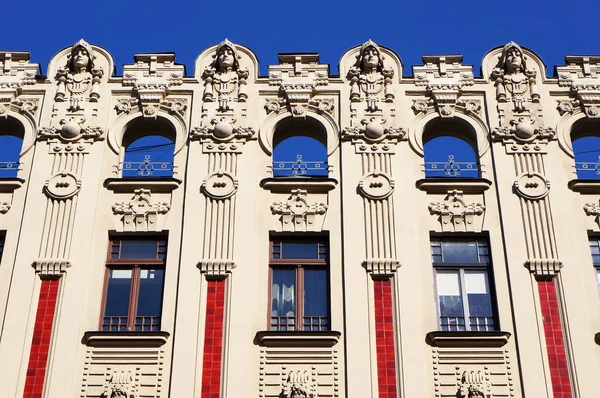 Letonya Riga Art Nouveau Stilinde Jugendstil Bir Yapı Dekorasyonu — Stok fotoğraf