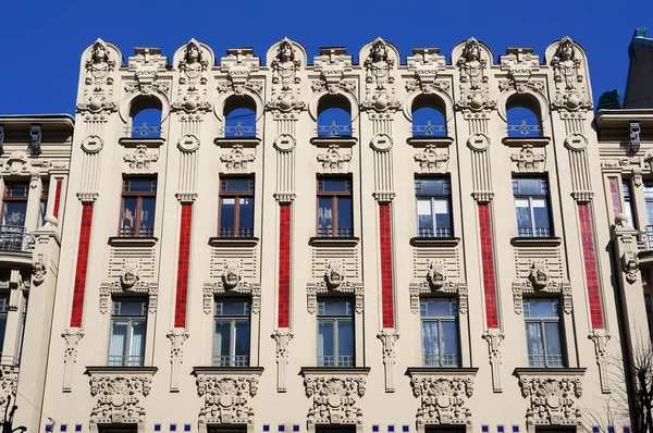 Letonya Riga Art Nouveau Stilinde Jugendstil Bir Yapı Dekorasyonu — Stok fotoğraf