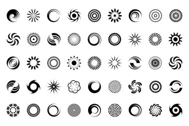 Tasarım elemanları ayarlandı. Soyut yuvarlak simgeler. Vektör sanatı.